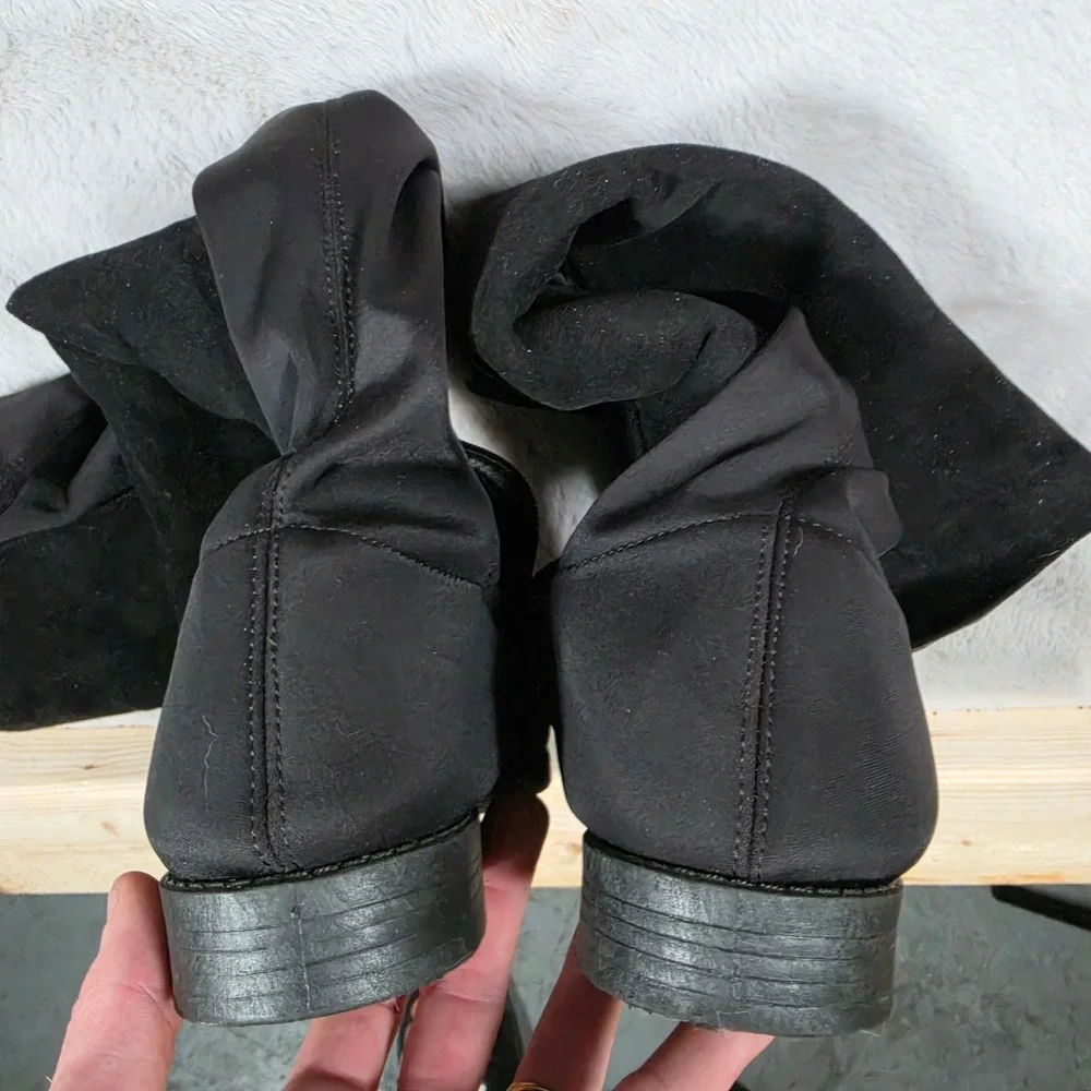 Womens‎ Over The Knee Boots Black Faux Suede Stretch Thigh High Boots Size 11